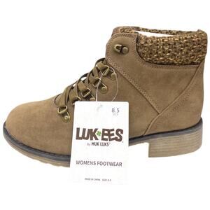 Muk Luks Hiker Denali Boots Women's size 8.5 Knit Collar Ankle Boots Brown